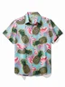 Royaura Beach Holiday Blue Men's Hawaiian Cool Ice Shirts Flamingo Pineapple