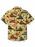 Royaura® Retro Camper Travel Car Print Men's Button Pocket Short Sleeve Shirt