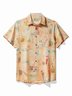 Royaura Coconut Cocktail Print Cool Ice Shirts Sweat-wicking Beach Men's Hawaiian Oversized Pocket Shirt