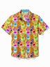 Royaura® Holiday Collection Men's Hawaiian Shirt Easter Egg Print Oversized Stretch Aloha Shirt