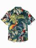 Royaura® Tropical Plant Men's Hawaiian Shirt Animal Parrot Easy Care Pocket Camp Shirt Big Tall