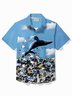 Royaura® World Oceans Day Men's Hawaiian Shirt Stop Ocean Plastic Pollution Whale Print Pocket Camping Shirt