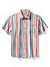 Royaura® Colorful Stripe Print Men's Button Pocket Short Sleeve Lapel Hawaiian Shirt