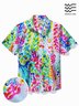 Beach Vacation Men's Hawaiian Shirt Artistic Floral Stretch Pocket Wrinkle Free Seersucker Camp Shirt Big Tall