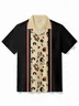 Royaura® Vintage Bowling Gypsy Tattoo Designs Printed Chest Pocket Shirt Large Size Men's Shirt
