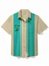 Royaura® Retro Cocktail Bowling Shirt Medieval Geometry Easy Care Camp Pocket Shirt Big Tall
