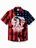 Royaura® Holiday Memorial Day Soldier American Flag Print Men's Shirt Easy Care Camping Pocket Shirt Big Tall