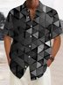 Royaura®Retro Geometric 3D Print Men's Button Pocket Short Sleeve Shirt