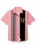 Royaura® x 50s Vintage Dame Vintage Bowling Cocktail Girls Print Chest Pocket Shirt Plus Size Men's Shirt