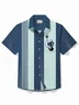 Royaura® 50's Retro Bowling Shirt Medieval Geometric Cat Art Pocket Camp Shirt Big Tall