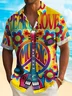 Royaura® 60's Retro Hippie Men's Hawaiian Shirt Music Peace Love Art Pocket Camp Shirt Big Tall