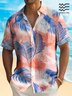 Royaura® Tropical Palm Leaf Pink Men's Hawaiian Shirt Seersucker Wrinkle Free Pocket Camp Shirt Big Tall