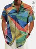 Royaura® 50‘s Vintage Medieval Geometric Men's Shirt Rainbow Color Art Pocket Camp Shirt Big Tall