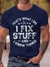 Royaura® Men's Funny I Fix Stuff T-shirt Gift for Dad Husband Grandpa Mechanic Engineer Garage Tee Shirt Birthday Gift  Big Tall