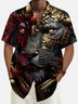 Royaura® Vintage Animal Lion Print Chest Pocket Shirt Plus Size Men's Shirt