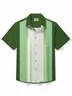 Royaura® Vintage Bowling Stripe Print Chest Pocket Shirt Plus Size Men's Shirt