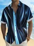 Royaura® Vintage Blue Gradient Print Chest Pocket Shirt Plus Size Men's Shirt