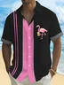 Royaura® Vintage Bowling Flamingo Beer Print Men's Button Pocket Short Sleeve Shirt