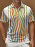 Royaura® 50's Retro Mid-Century Geometric Polo Shirt Stretch Comfortable Camping Bowling Polo Shirt Big Tall
