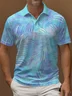 Royaura® Hawaiian Gradient Plant Polo Shirt Stretch Comfortable Camping Pullover Polo Shirt Big Tall