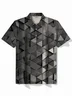 Royaura® Retro Geometric 3D Print Men's Short Sleeve POLO Shirt