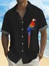 Royaura® Hawaii Parrot Printed Men's Button Pocket Short Sleeve Shirt