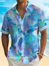 Royaura® Beach Vacation Turtle Men's Hawaiian Shirt TIKI Tropical Floral Aloha Pocket Shirt Big Tall