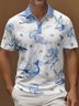 Royaura® Hawaiian Ocean Whale Jellyfish Print Polo Shirt Stretch Comfortable Camping Pullover Polo Shirt Big Tall