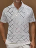 Royaura®  50's Retro Geometric Gradient Print Men's Short Sleeve Polo Shirt