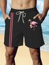 Royaura®Retro Flamingo Striped Print Men's Beach Shorts