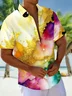 Royaura® Hawaiian Gradient Gilt Print Men's Button Pocket Short Sleeve Shirt