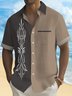Royaura® Vintage Bowling Pinstriping Print Men's Button Pocket Short Sleeve Shirt