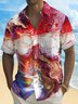 Royaura® Vintage Abstract Marble Texture Print Chest Pocket Shirt Plus Size Men's Shirt