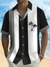 Royaura® Vintage Coconut Bowling Print Men's Button Pocket Short Sleeve Shirt