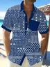 Royaura® Retro Geometric Textured Print Men's Button Pocket Short Sleeve Shirt