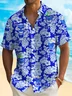 Royaura® Beach Holiday Men's Blue Hawaiian Shirt TIKI Tropical Flower Camp Pocket Shirt Big Tall