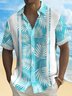 Royaura® Vintage Bowling Plant Palm Leaf Print Chest Pocket Shirt Plus Size Men's Shirt Big Tall