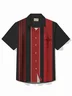 Royaura® Retro Bowling Stripe Geometric Print Men's Button Pocket Short Sleeve Shirt