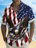 Royaura® Holiday Men's Independence Day Flag Eagle Print Casual Breathable Short Sleeve Shirt Big Tall