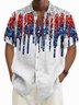 Royaura® Retro Flag Gradient Printed Men's Button Pocket Short Sleeve Shirt