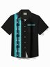 Royaura® Vintage Bowling Tiki Ombre Print Men's Button Pocket Short Sleeve Shirt