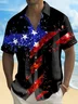 Royaura®  Holiday Men's Independence Day Flag Cross Print Casual Breathable Short Sleeve Shirt Big Tall
