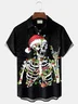 Royaura® Christmas Skull Christmas Hat Lantern Print Men's Button Pocket Short Sleeve Shirt Big & Tall