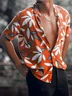 Royaura® Beach Vacation Men's Hawaiian Shirt Plant Leaf Print Pocket Camping Shirt Big Tall