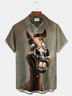 Royaura® Beach Resort Men's Hawaiian Shirt Horse Print Pocket Camping Shirt Big Tall
