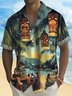 Royaura® Hawaiian TIKI Coconut Tree Print Men's Button Pocket Short Sleeve Shirt Big & Tall
