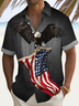 Royaura® Vintage Eagle American Flag Print Men's Lapel Button Pocket Short Sleeve Shirt Big & Tall