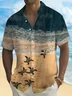 Royaura® Hawaiian Turtle Beach Print Men's Button Pocket Short Sleeve Shirt Big & Tall