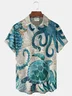 Royaura® Beach Resort Men's Hawaiian Shirt Sea Animals Print Pocket Short Sleeve Shirt Big Tall