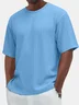 Royaura® Basic Solid Color Print Men's Button Textured Short Sleeve T-Shirt Big & Tall